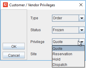 Customer Privileges screenshot